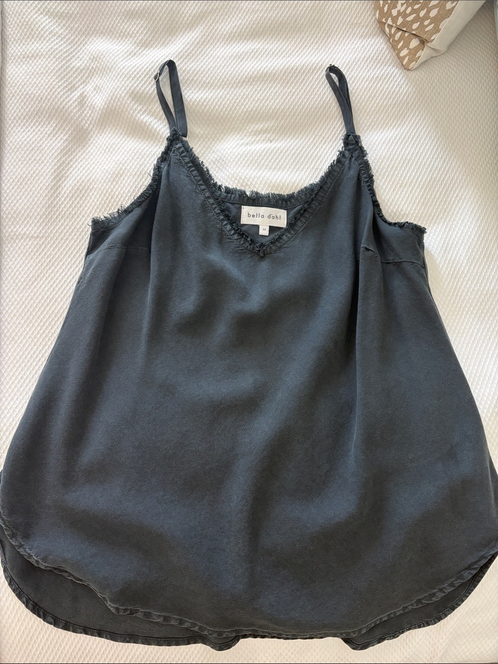 Bella Dahl Charcoal Black Frayed V-Neck Cami